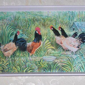 Rooster & Hens Tray | Kelsey of Stonehouse Rooster Serving Tray